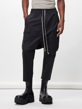 Rick Owens Cropped cotton-blend cargo trousers