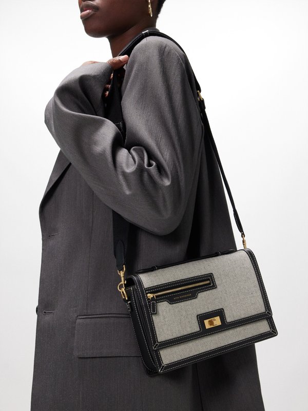 Anya Hindmarch Pocket leather-trim canvas cross-body bag
