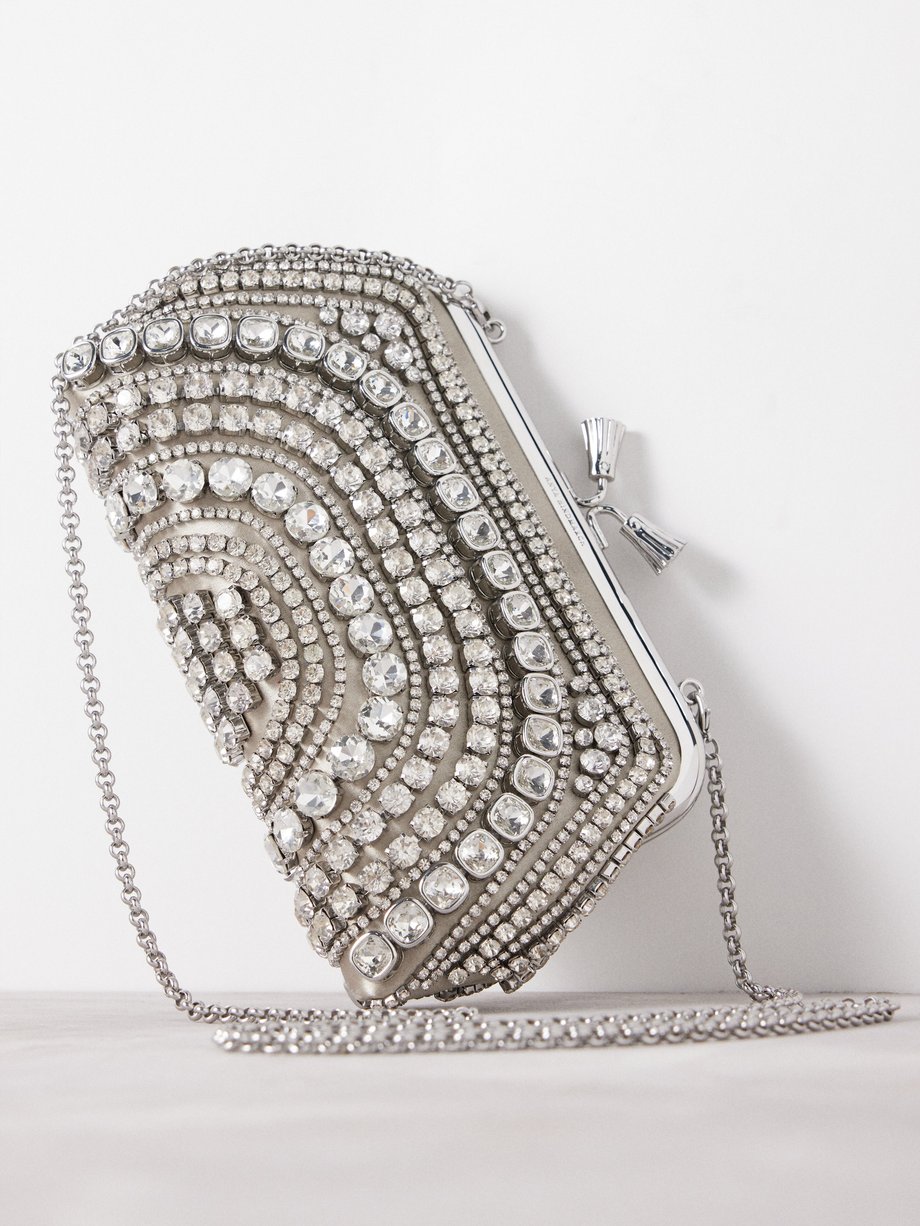 Anya Hindmarch Maud crystal-embellished satin clutch bag