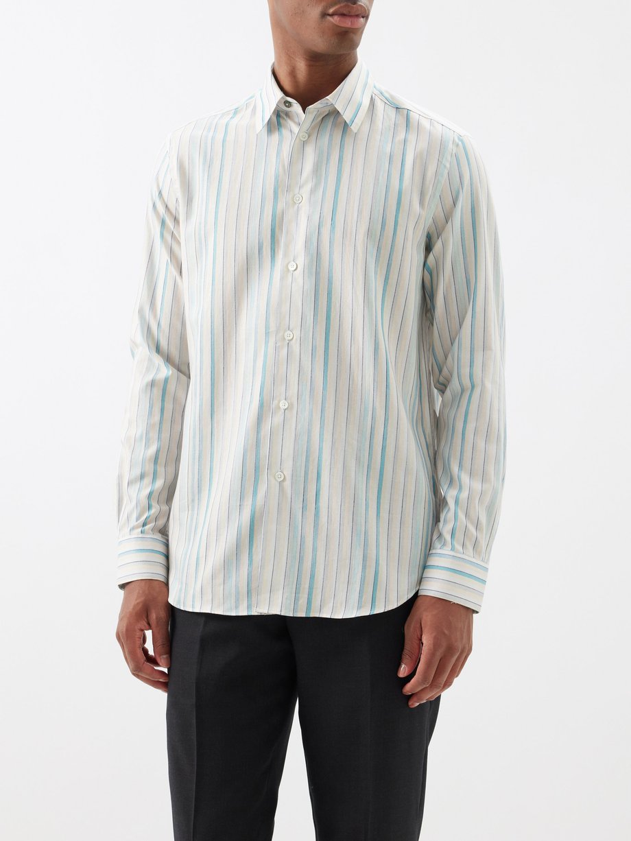 Paul Smith Striped organic cotton-twill shirt