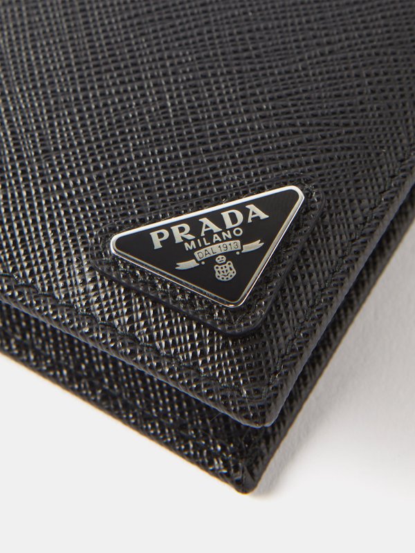 Prada Logo-plaque Saffiano-leather bi-fold wallet