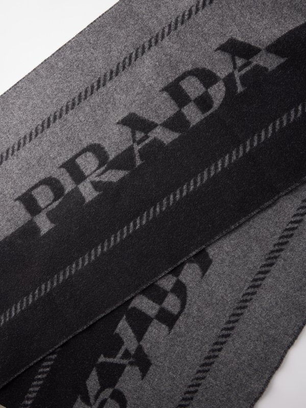 Prada Logo-jacquard wool scarf