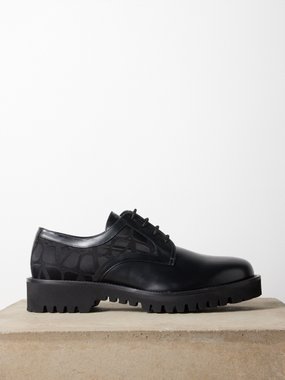 Valentino Garavani Toile Iconographe leather and jacquard Derby shoes