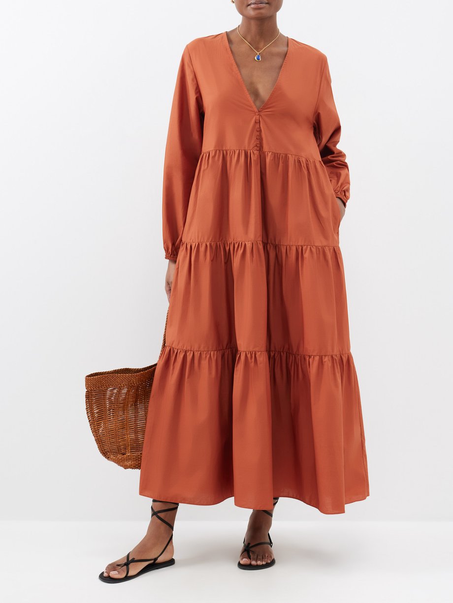 Matteau Plunge-neck organic-cotton maxi dress