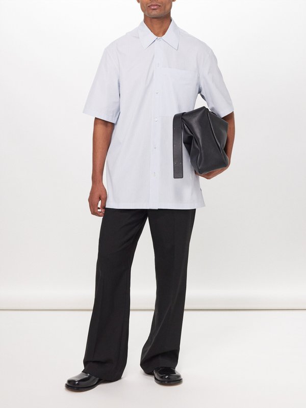 Jil Sander Patch-pocket striped cotton short-sleeved shirt
