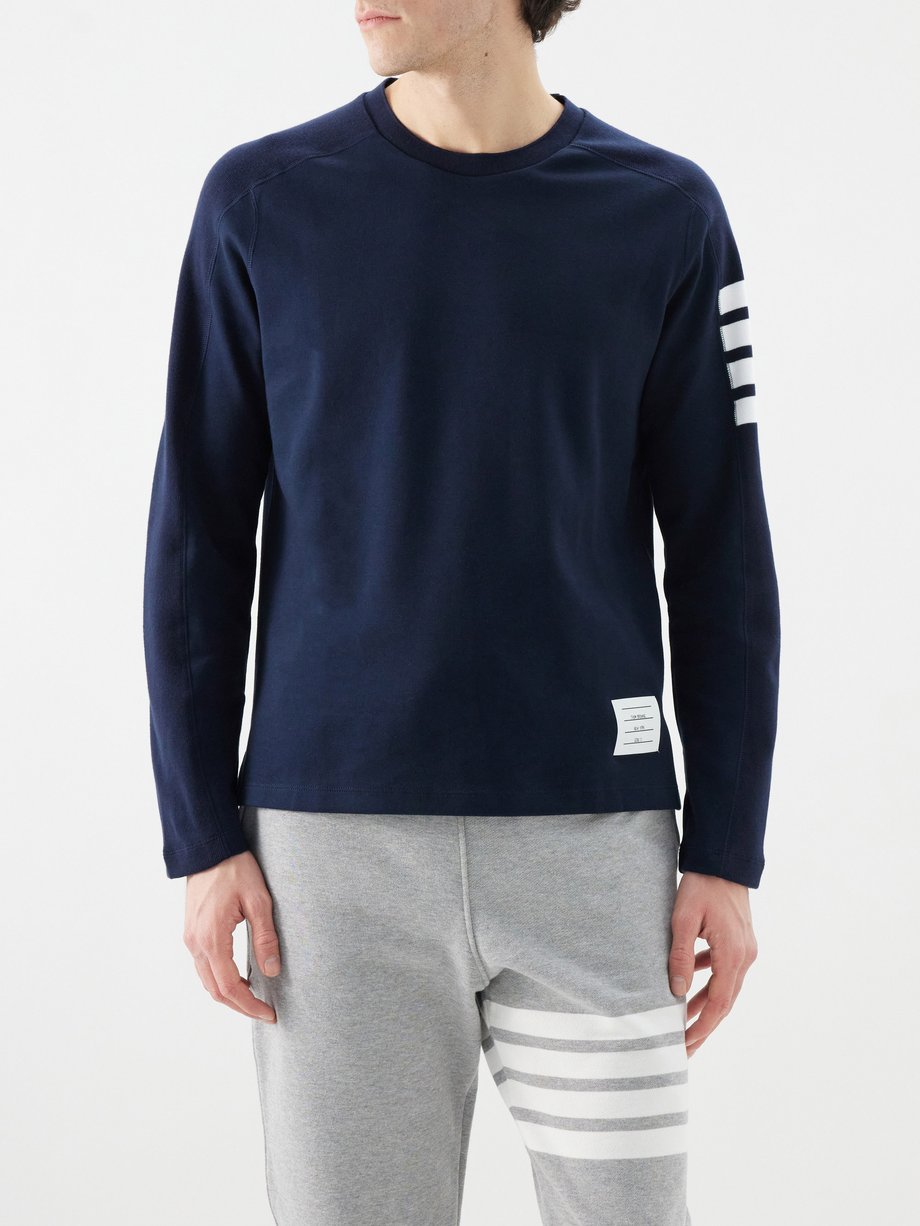 Thom Browne 4-bar cotton-jersey long-sleeved T-shirt