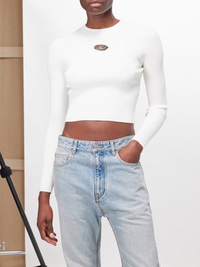 Diesel Valary logo-plaque cropped jersey top