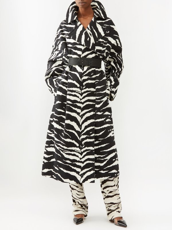 ALAÏA Tiger-print belted cotton-twill trench coat