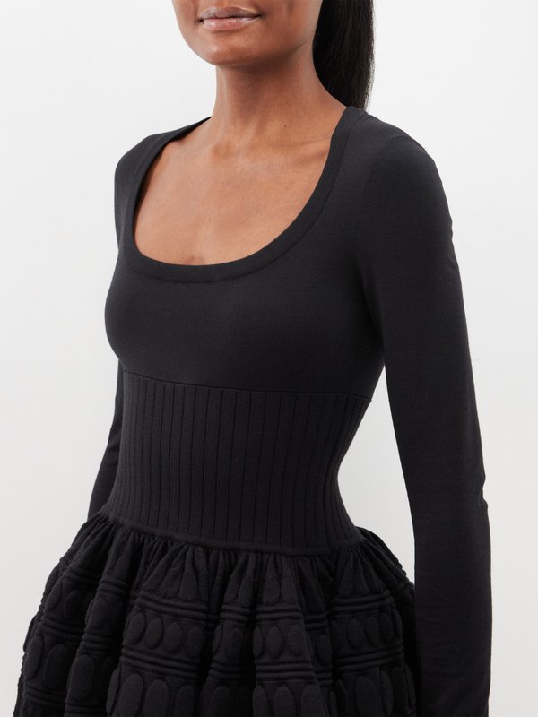 ALAÏA Embossed-knit wool-blend mini dress