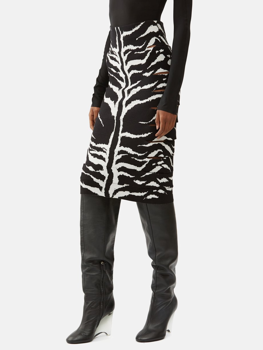 ALAÏA Zebra-jacquard cutout pencil skirt