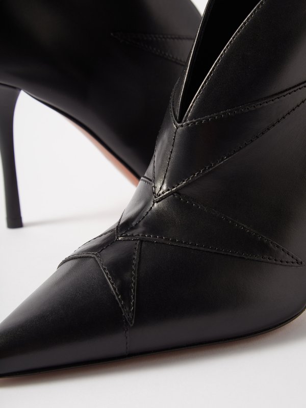 ALAÏA Topstitched 90 leather heeled boots