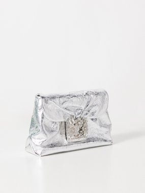 Roger Vivier Bouquet crystal-embellished metallic-leather bag