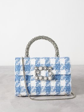 Roger Vivier Crystal-embellished mini houndstooth handbag