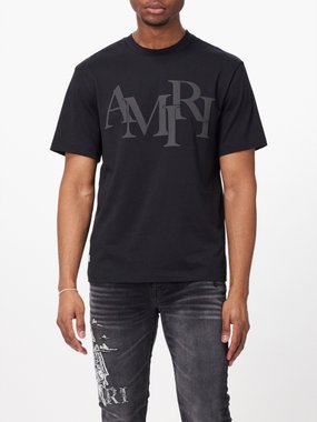 Amiri Staggered logo-print cotton-jersey T-shirt