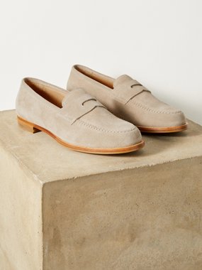 Dunhill Audley suede penny loafers