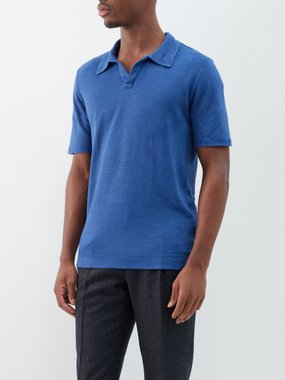 Massimo Alba Aruba open-collar linen-piqué polo shirt