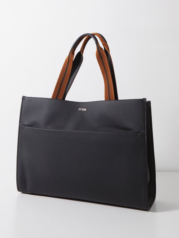 ZEGNA Grained-leather tote bag