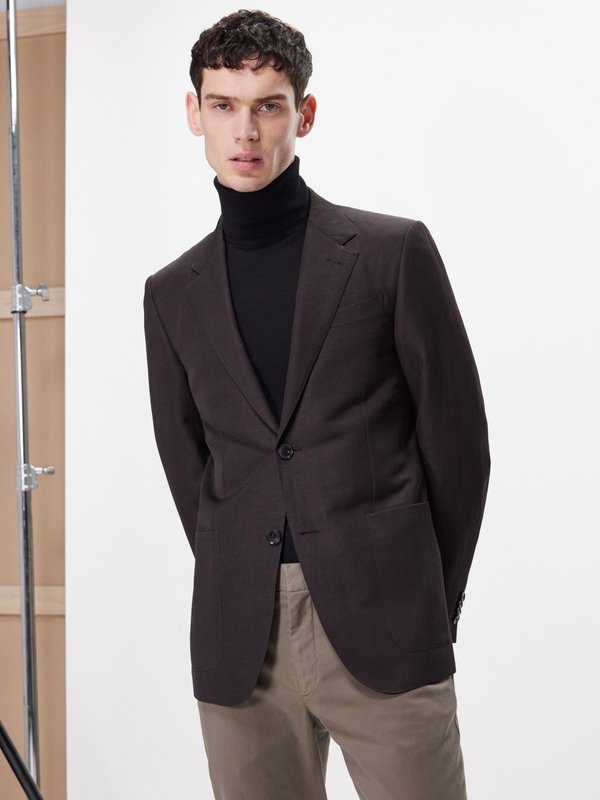 ZEGNA Single-breasted wool-blend suit jacket