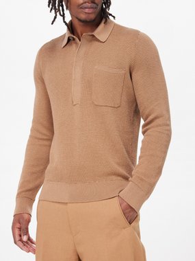 ZEGNA Patch-pocket cotton-blend polo shirt