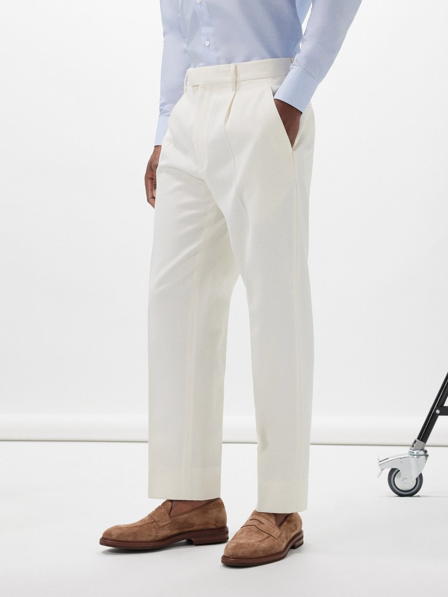 ZEGNA Pleated cotton-blend twill trousers