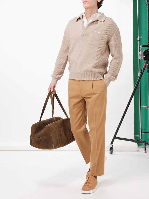 ZEGNA Pleated cotton-blend twill trousers