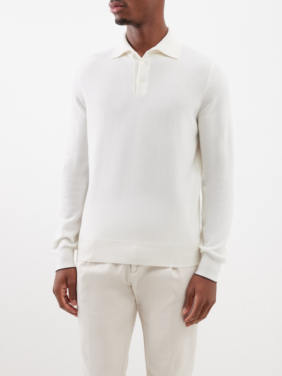 Brunello Cucinelli Long-sleeved cashmere polo top
