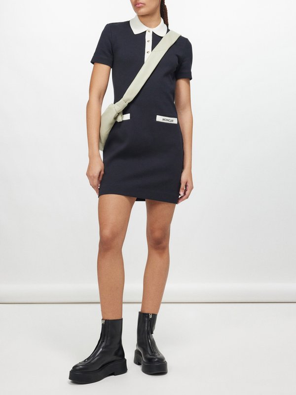 Moncler Polo-collar cotton-blend jersey shirt dress