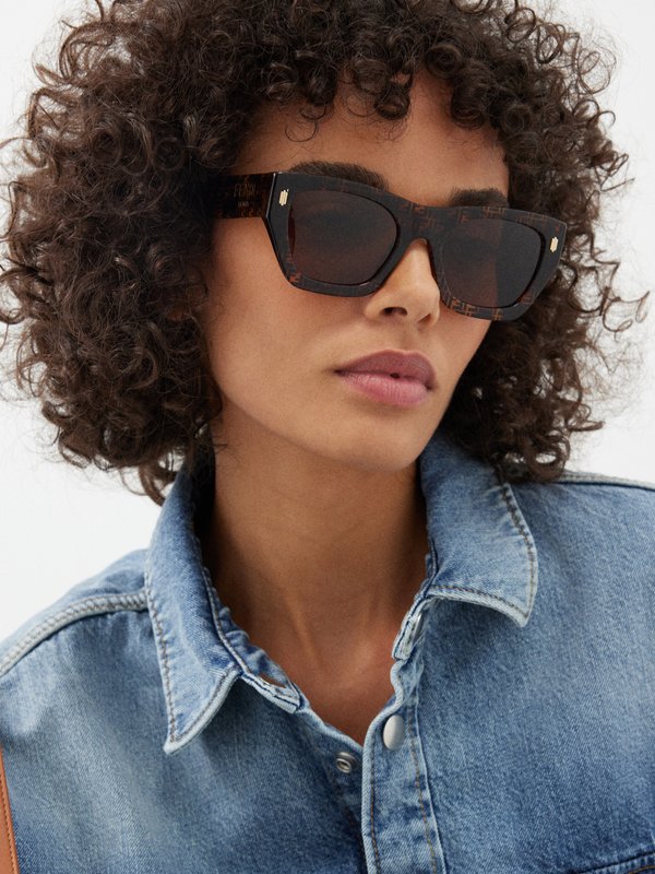Fendi Eyewear Roma FF-print square acetate sunglasses