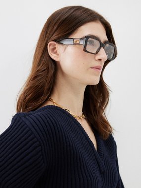 Fendi Eyewear Fendi Lunettes carrées en acétate à imprimé logo