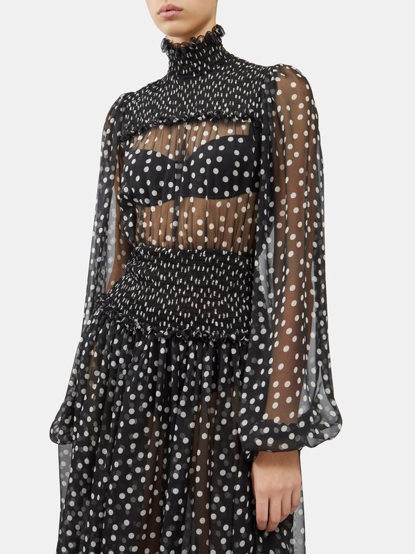 Dolce & Gabbana Polka dot-print silk-chiffon maxi dress