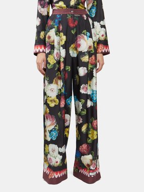 Dolce & Gabbana Floral-print wide-leg silk trousers