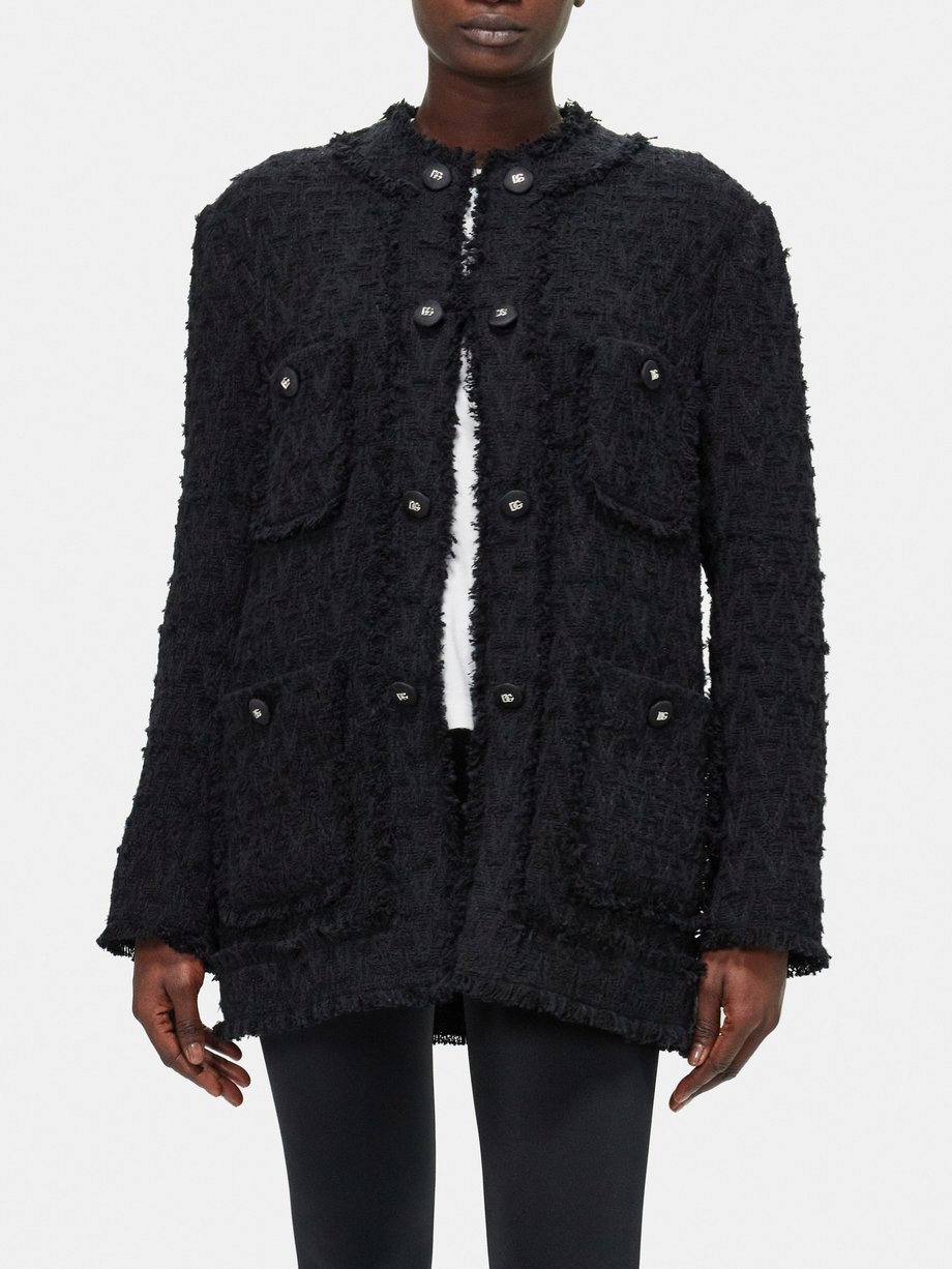 Dolce & Gabbana Button-embellished cotton-blend tweed jacket