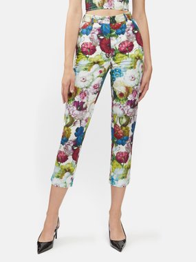 Dolce & Gabbana Cropped floral-print cotton-poplin trousers