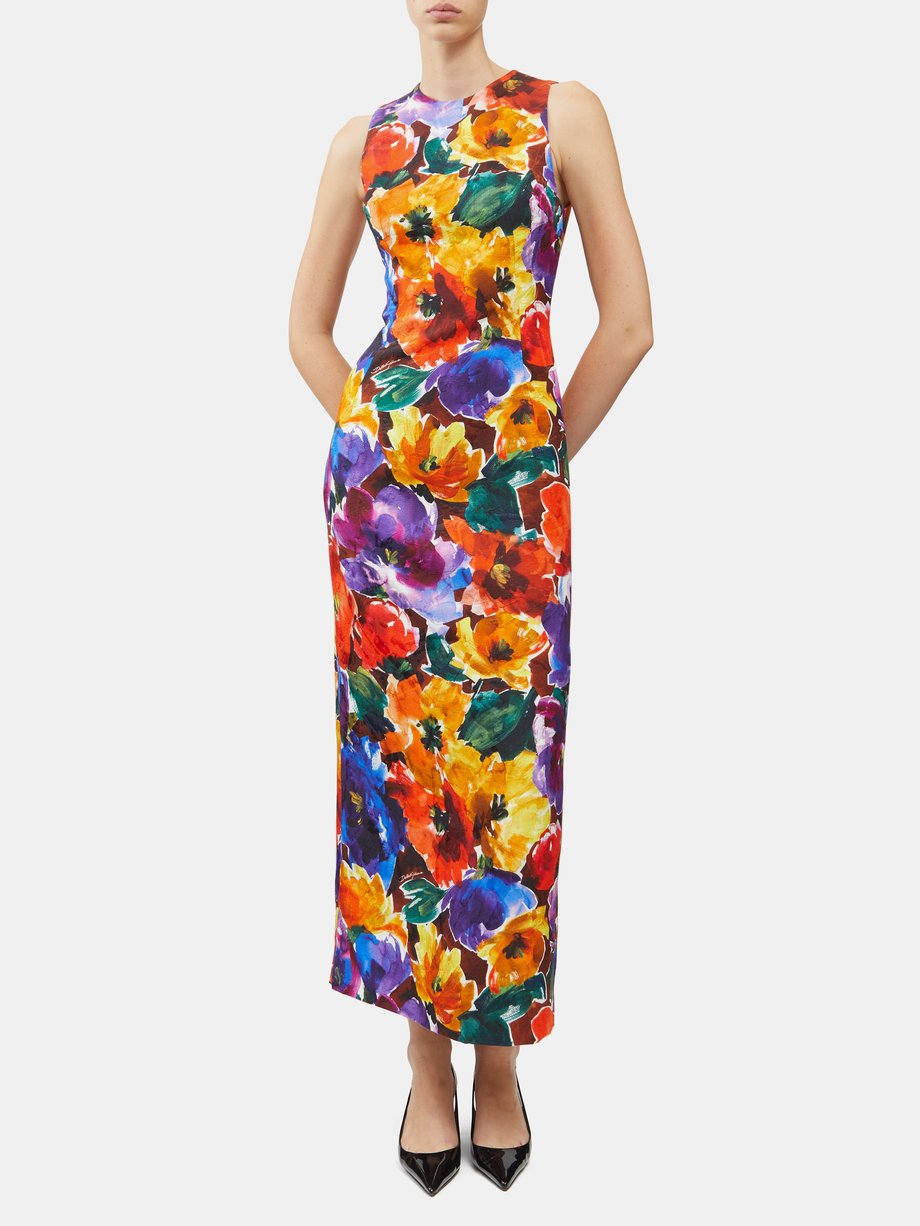 Dolce & Gabbana Sleeveless floral-print crepe midi dress