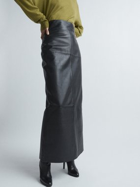 Raey Back split leather maxi skirt