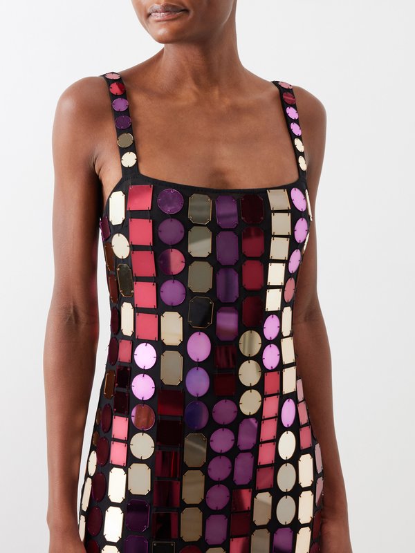 Raey Coloured mirror-embellished slip dress