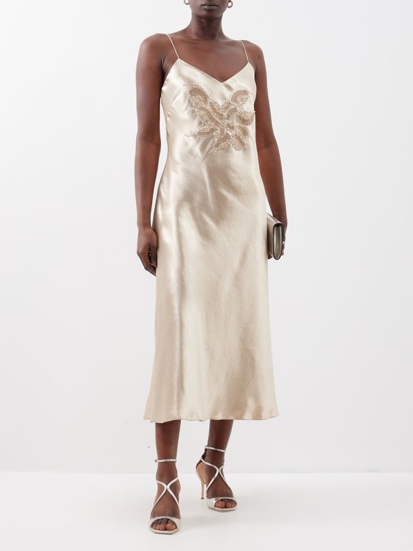 Ralph Lauren Rebekka bead-embellished satin slip dress