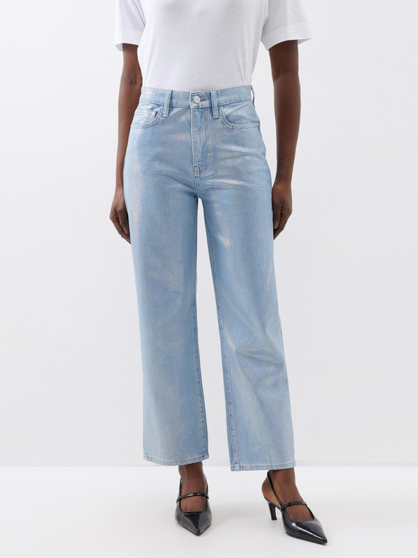 FRAME Le Jane Crop metallic straight-leg jeans