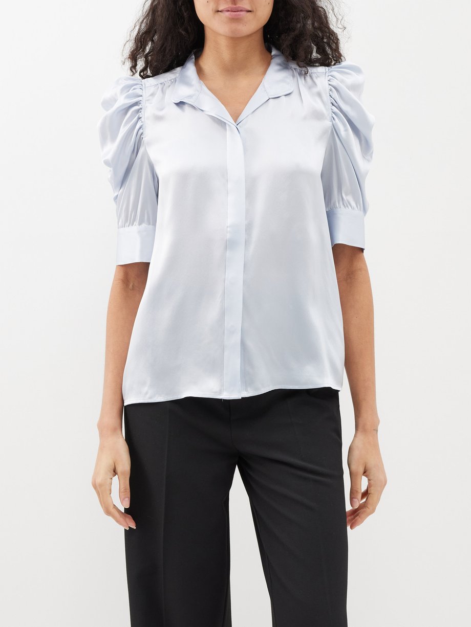 FRAME Gillian puffed-sleeve silk blouse