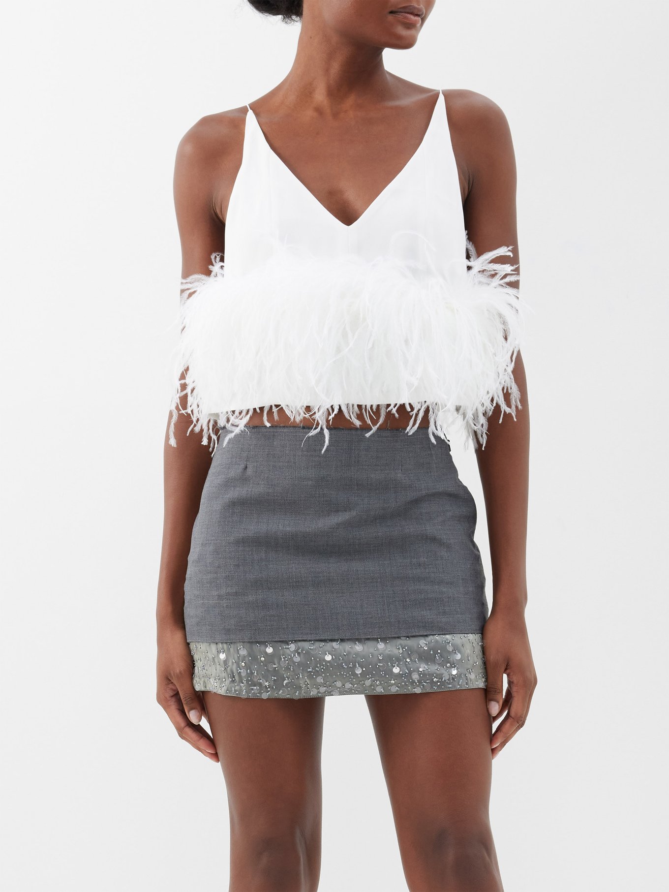 Feather Crop Top In Crisp White – Madida Clothing