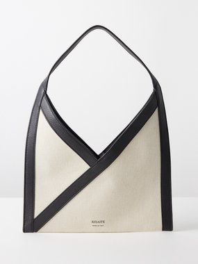 Khaite Sara small leather-trim canvas handbag