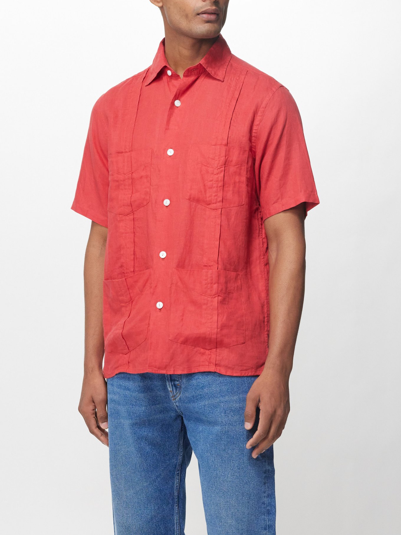 Cotton Linen Shirt with Patch Pockets