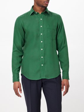 Drake's Spread-collar linen shirt