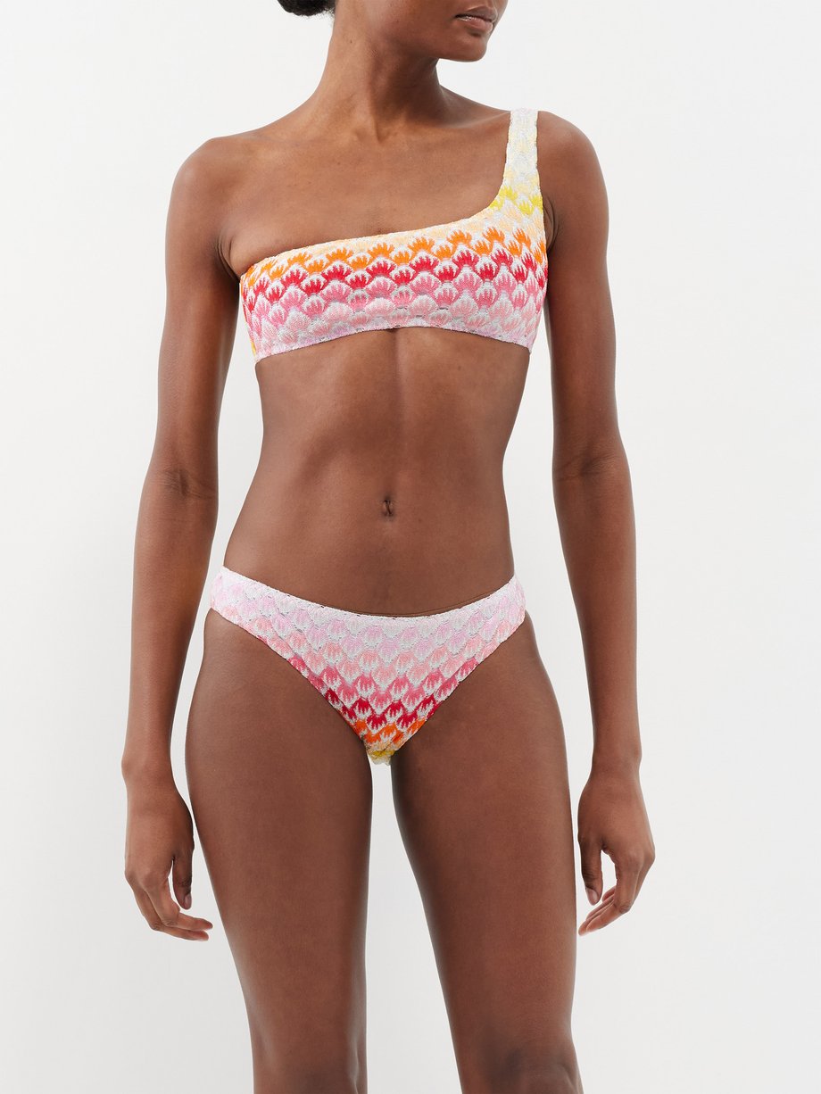 Missoni One-shoulder jacquard-knit bikini