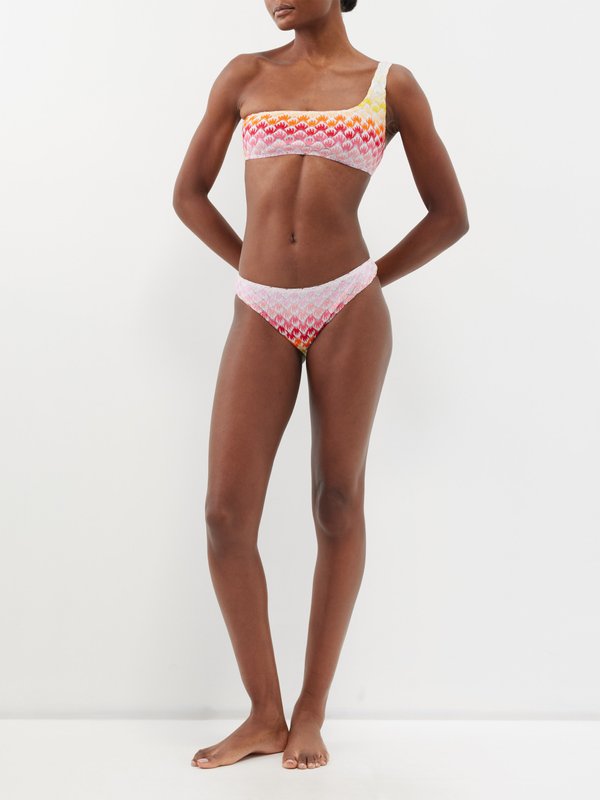Missoni One-shoulder jacquard-knit bikini