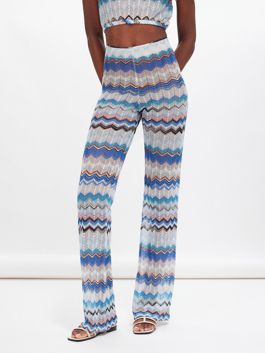 Missoni High-rise zigzag-knit trousers