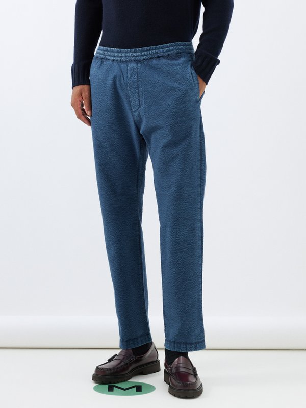 Barena Venezia Bativoga Fronda cotton-blend seersucker trousers