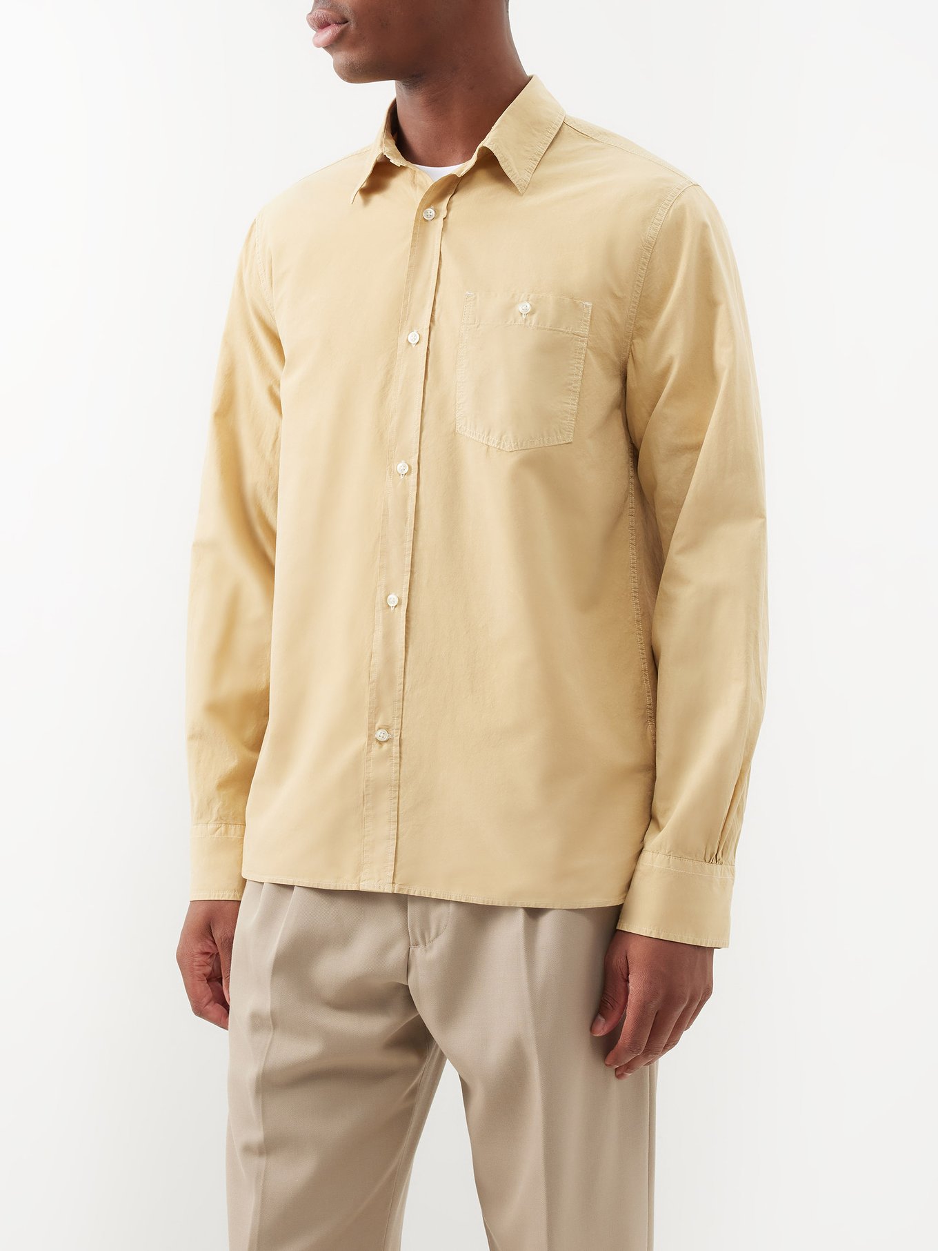 Beige Alex garment-dyed lyocell-blend shirt, Officine Générale