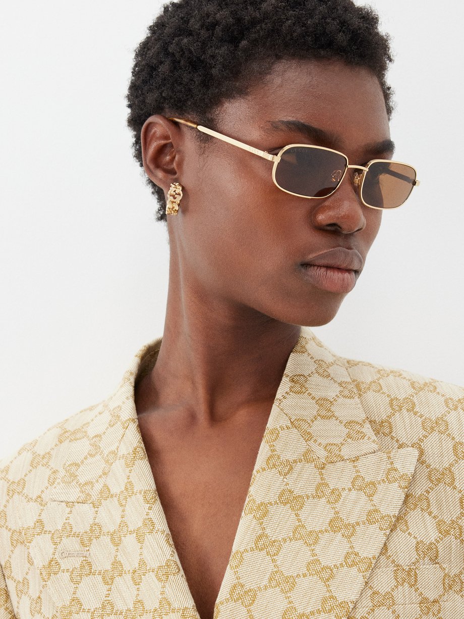 Gucci Eyewear (Gucci) New Light rectangular metal sunglasses