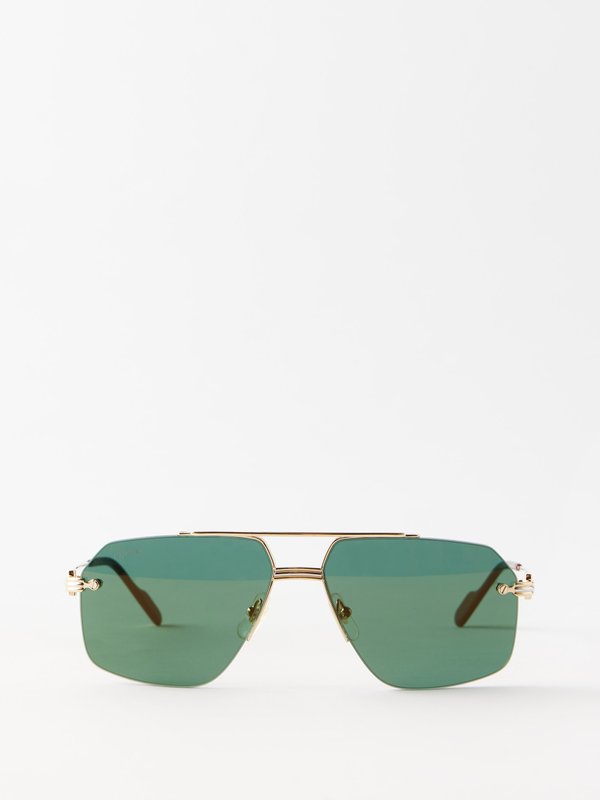 Cartier Eyewear Santos de Cartier aviator metal sunglasses